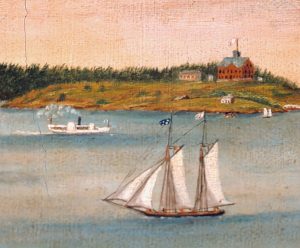 Detail, View of Portland Harbor, Cushing’s Island and Fort Scammel from Fort Preble, 1853-1862.