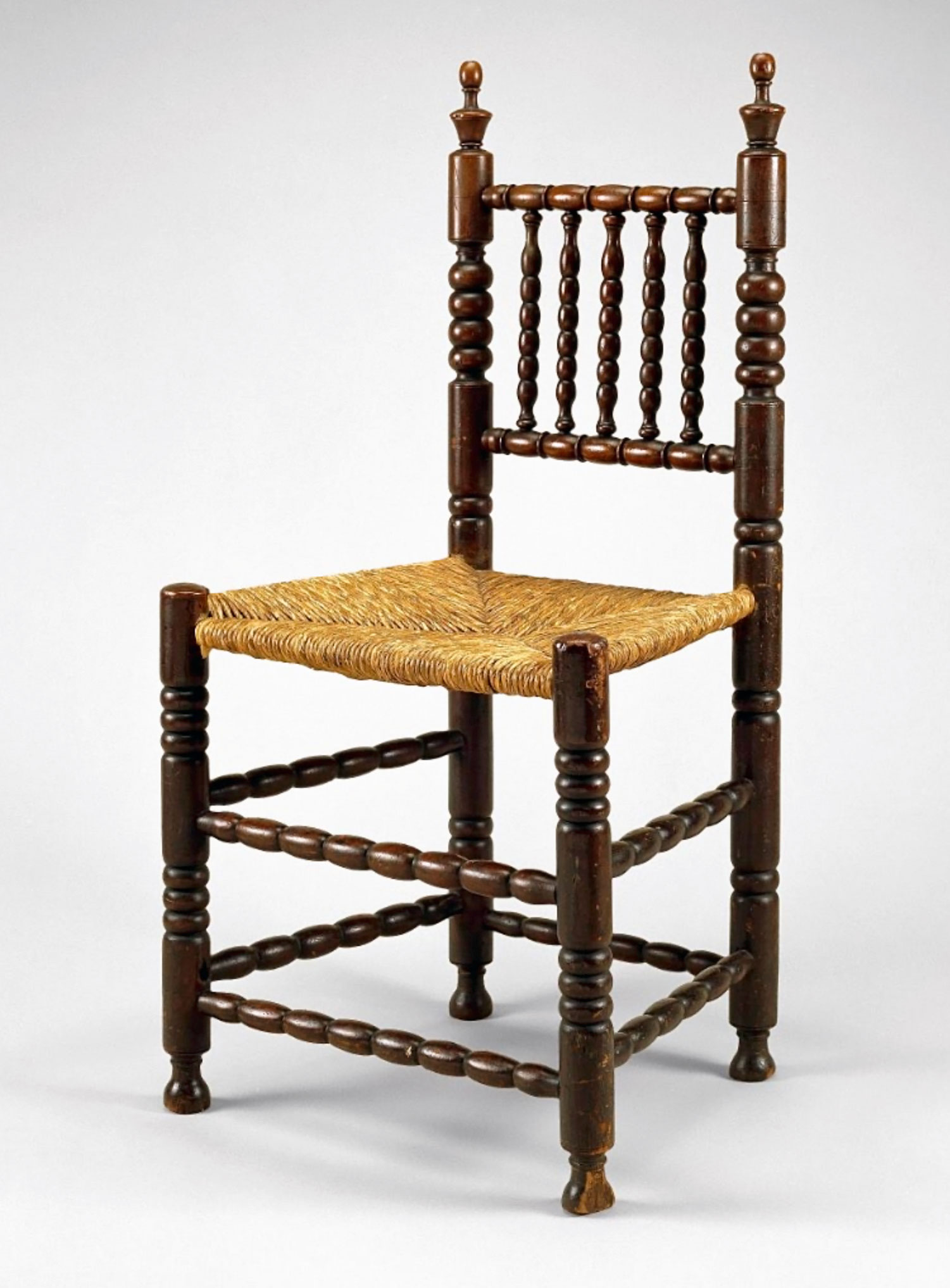 Side chair, New York or New Jersey, 1660–1700, Cherry with unknown secondary woods, Ht. 35 7⁄8 in., Wd. 18 3⁄8 in., D. 15 in. Museum of Fine Arts, Houston, The Bayou Bend Collection, Museum purchase funded by Houston Junior Woman’s Club. B.97.6