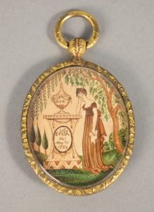 Memorial pendant with miniature painting, inscribed “MSL,” ca. 1810