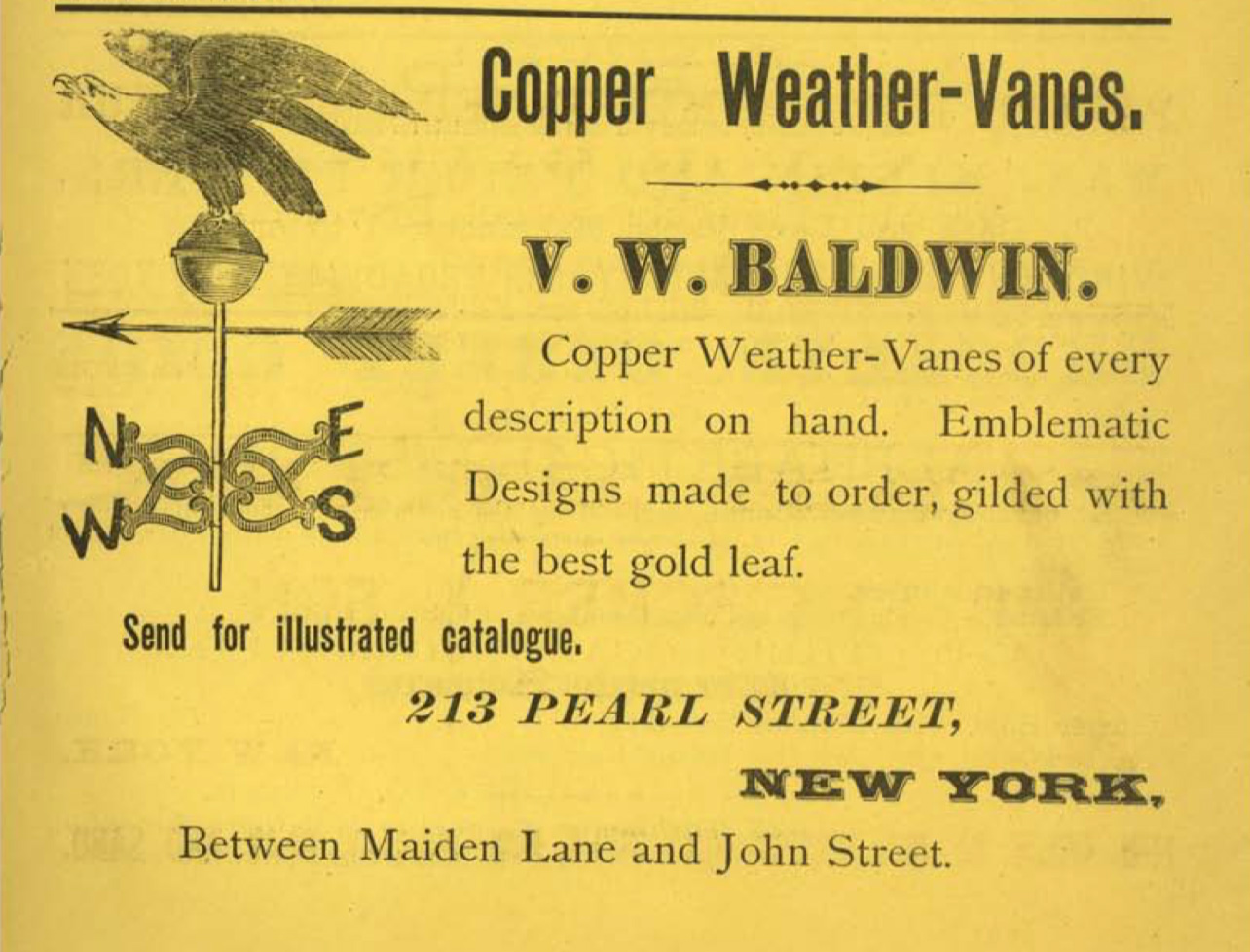 V.W. Baldwin directory ad, 1874.