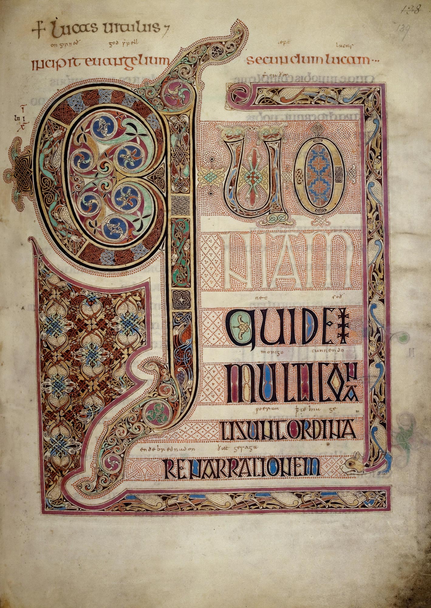 Luke Gospel incipit page (folio 139) from Lindisfarne Gospels