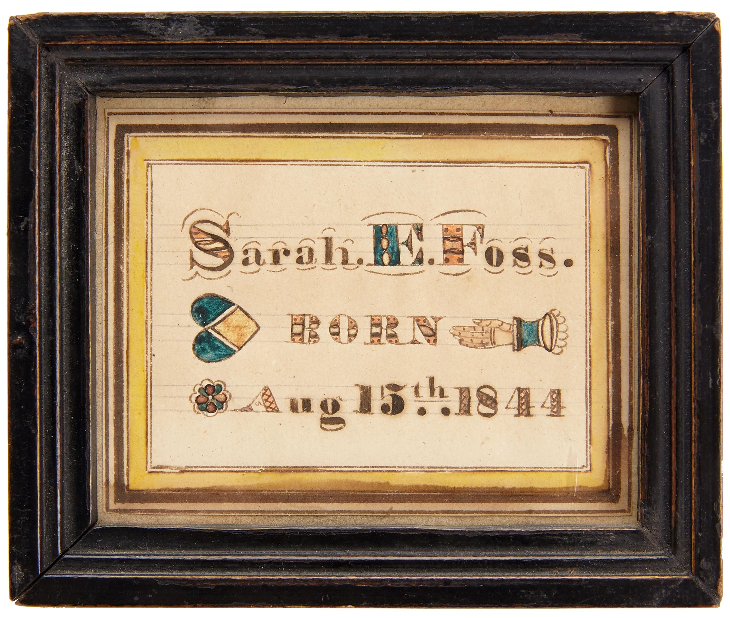 Sarah Foss Birth Record, Strafford, New Hampshire, 1850–1855