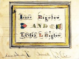 Detail of Bigelow Marriage Record showing “Samuel Lawhead” backward signature
