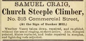 Samuel Craig, Church Steeple Climber advertisement