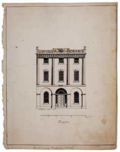 Alexander Parris (1780–1852), Front View of Portland Bank, Portland, Maine, 1806.