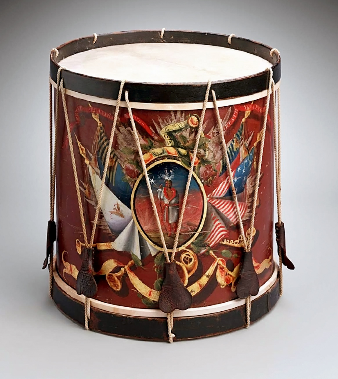 Probably painted by Charles Hubbard (1801–1876), side drum, Boston, Massachusetts, 1824.