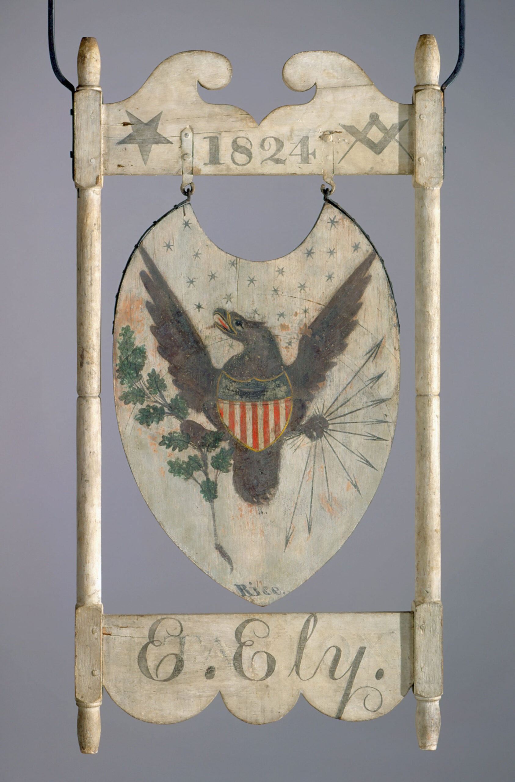 William Rice, sign for the Tarbox Inn, Scantic, Connecticut, dated 1807 and 1824