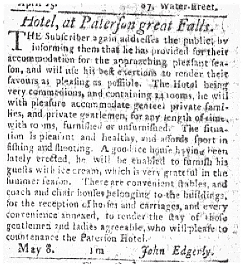 Patterson Hotel advertisement, New-York Gazette, 1797