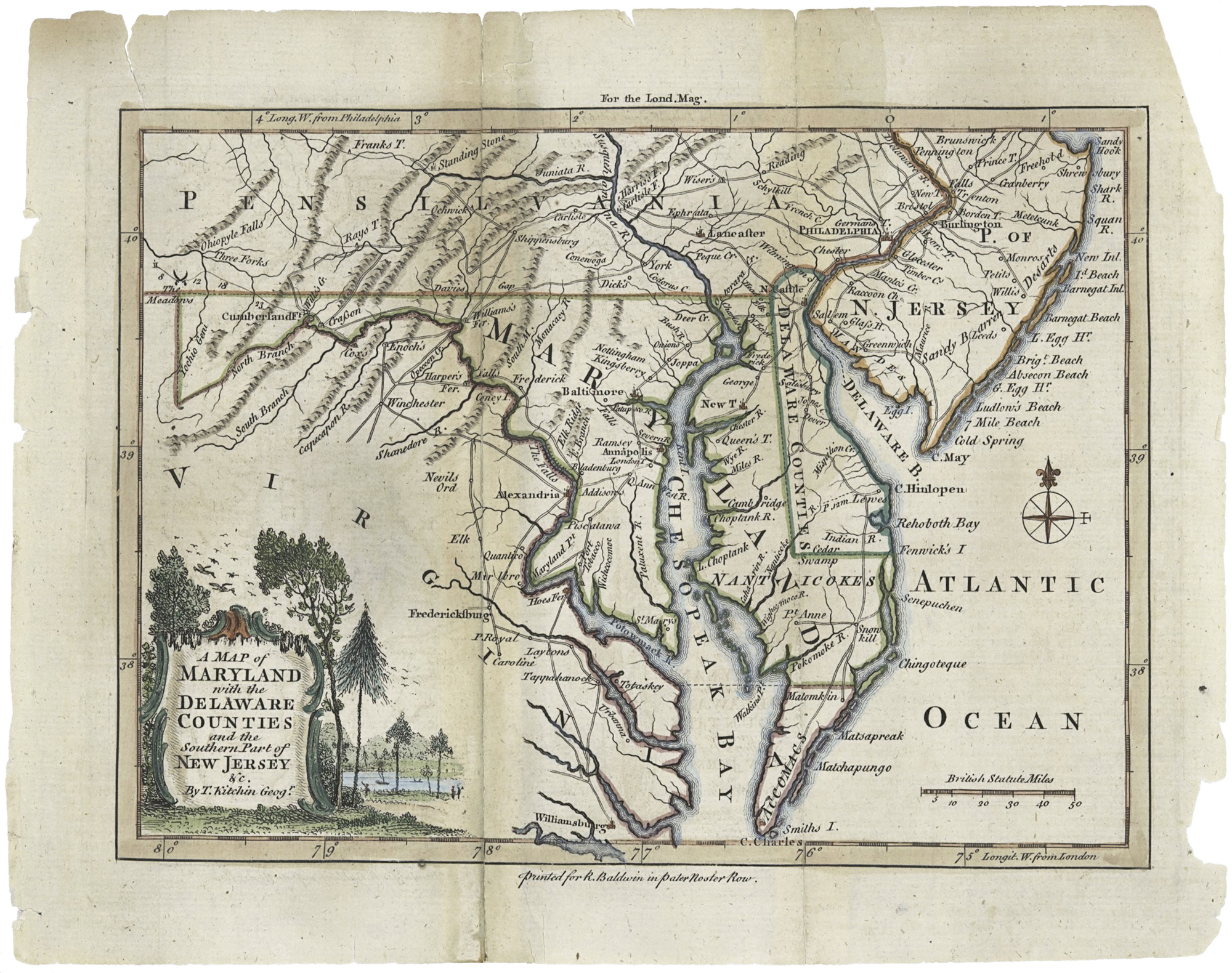 Thomas Kitchin (d. 1784), A Map of Maryland with the Delaware Counties and the Southern Part of New Jersey