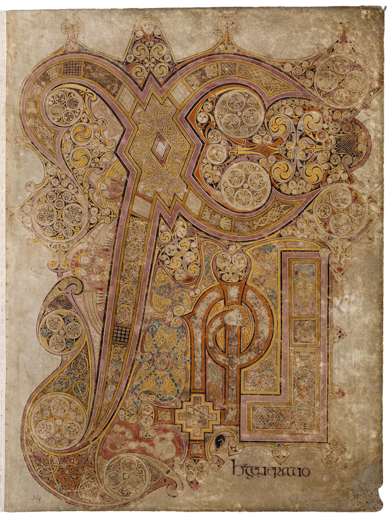 Chi Rho page, folio 34 of the the Book of Kells, Iona, Scotland, or County Meath, Ireland, c. 800