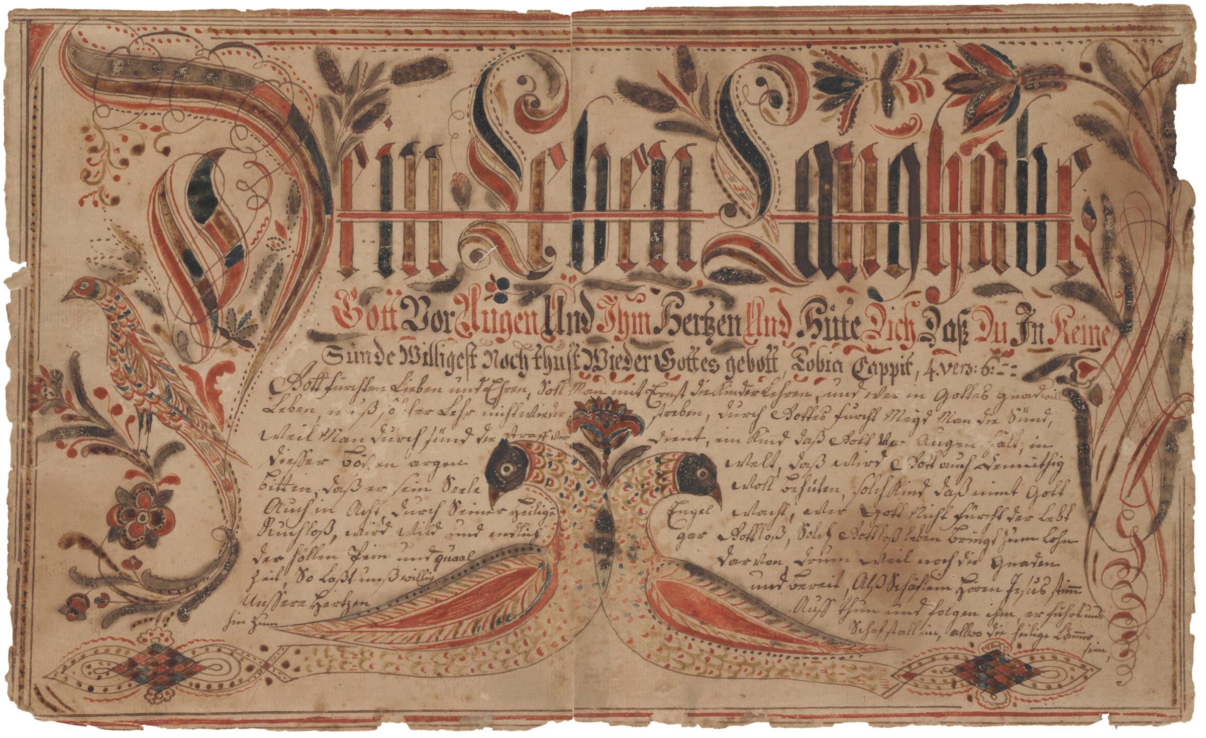 Attributed to Andreas Kolb (1749-1811), Vorschrift (writing exercise), Salford Township, Montgomery County, Pennsylvania, c. 1800