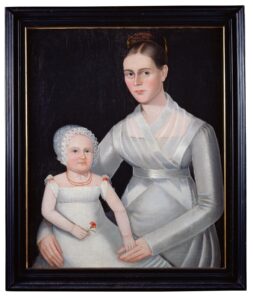 Attributed to Ammi Phillips (1788–1865), Mother and Child in Grey Dresses, c. 1825