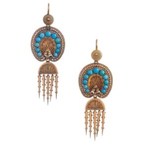 Pair of “day-to-night” double drop fringe earrings, c. 1870