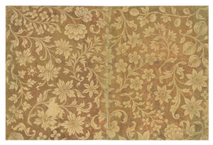 Figure 6 Printed sheet with pattern of leaves and fruits, likely Augsburg or Nuremberg, c. 1760–1800. Embossed and gilt foil on colored paper, 9 5⁄8 × 14 9⁄16 in. Courtesy of the Rijksmuseum, RP-D-2018-103 The purchaser of this negative-embossed floral brocade paper employed it as the cover for a book published in 1781.