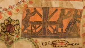 Figure 13 Detail of a rolling-press printer image pasted on the fraktur in fig. 11. Compare also with fig. 10.