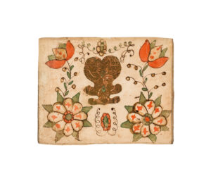 Figure 19 Attributed to Friedrich Krebs, reward of merit, likely Dauphin County, Pennsylvania, c. 1793–1815. Ink, watercolor, and applied brocade paper on paper, 6 3⁄8 × 8 in. Courtesy of the Winterthur Museum, Garden & Library, 2013.0031.007 A