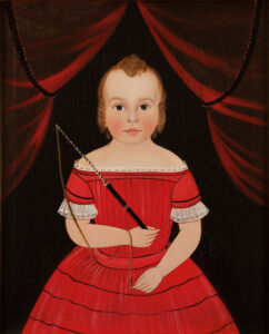 Figure 6 Attributed to Sturtevant J. Hamblin, Child in Red with Whip, probably Boston or East Boston, Massachusetts, c. 1845. Oil on canvas, 27 × 22 in. Collection of the Fenimore Art Museum, Gift of Stephen C. Clark, N0388.1961 (Photo: John Bigelow Taylor, New York)