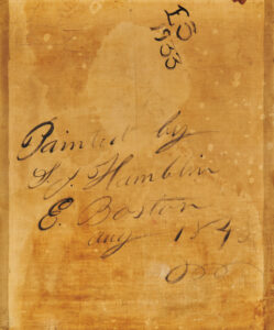 Figure 12 Detail of inscription on verso of portrait shown in fig. 11 (Photo: Michael E. Myers)