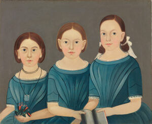 Figure 15 Attributed to Sturtevant J. Hamblin, Portrait of Three Girls, probably Boston or East Boston, Massachusetts, c. 1850. Oil on canvas, 21 13⁄16 × 26 3⁄4 in. Philadelphia Museum of Art, The Collection of Edgar William and Bernice Chrysler Garbisch, 1973, 1973-258-3