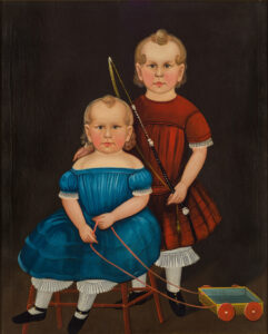 Figure 17 Attributed to Sturtevant J. Hamblin, Children with Toys, probably Boston or East Boston, Massachusetts, c. 1845–50. Oil on canvas, 36 1⁄4 × 29 1⁄8 in. Abby Aldrich Rockefeller Folk Art Center, 57.100.5