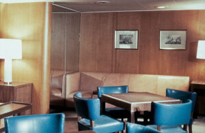 View of the cabin-class lounge on the SS Independence